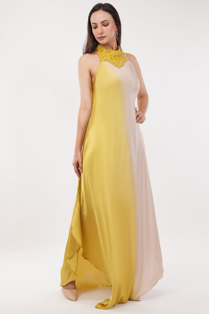 Long Dress Satin Hand Embroidered