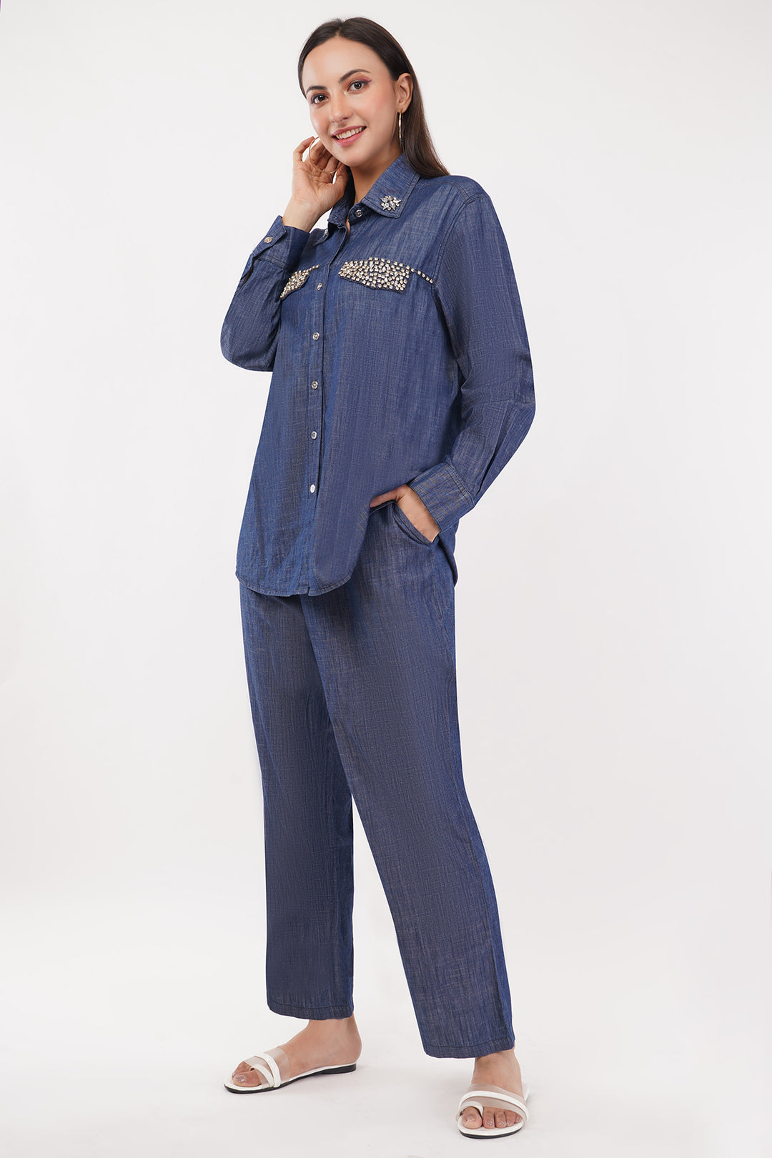 Smart Casual Denim Cord set with studs
