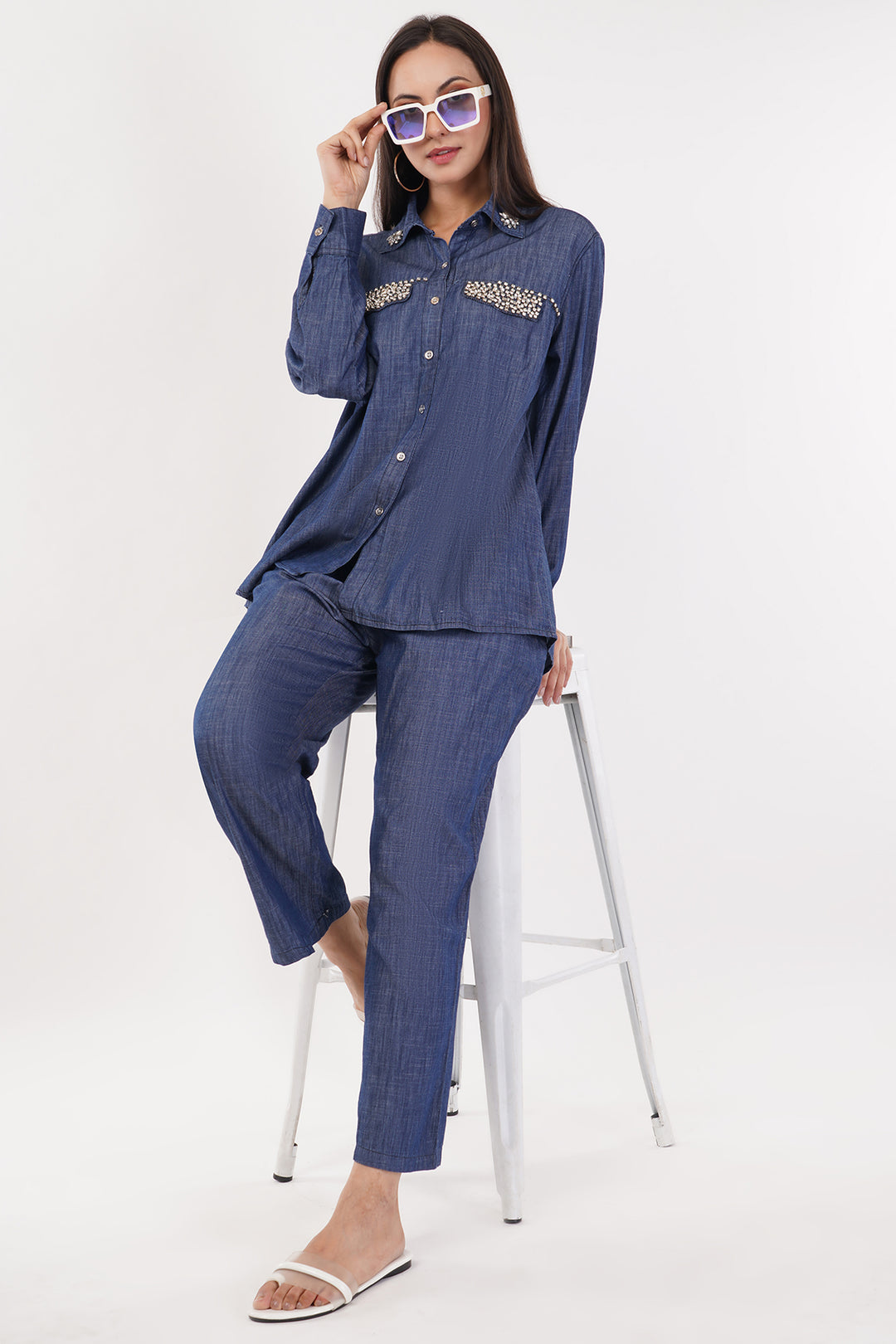 Smart Casual Denim Cord set with studs