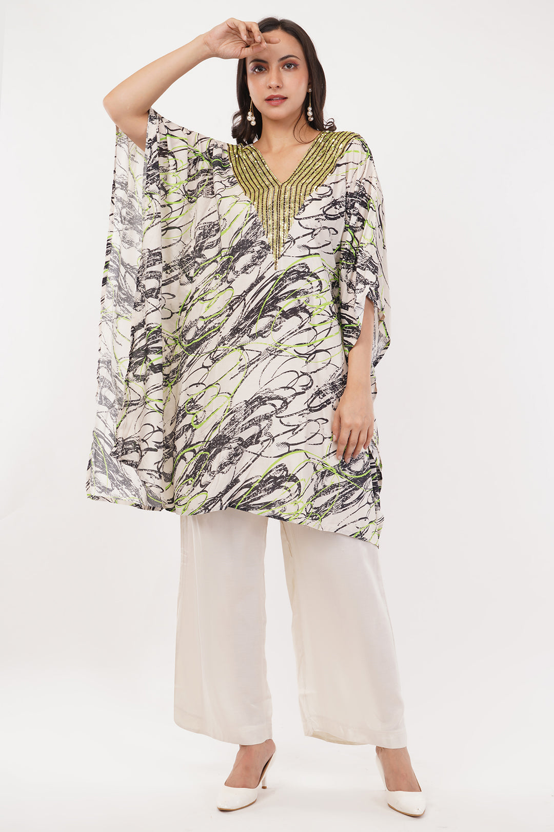 sequenced Linen cord set neon print