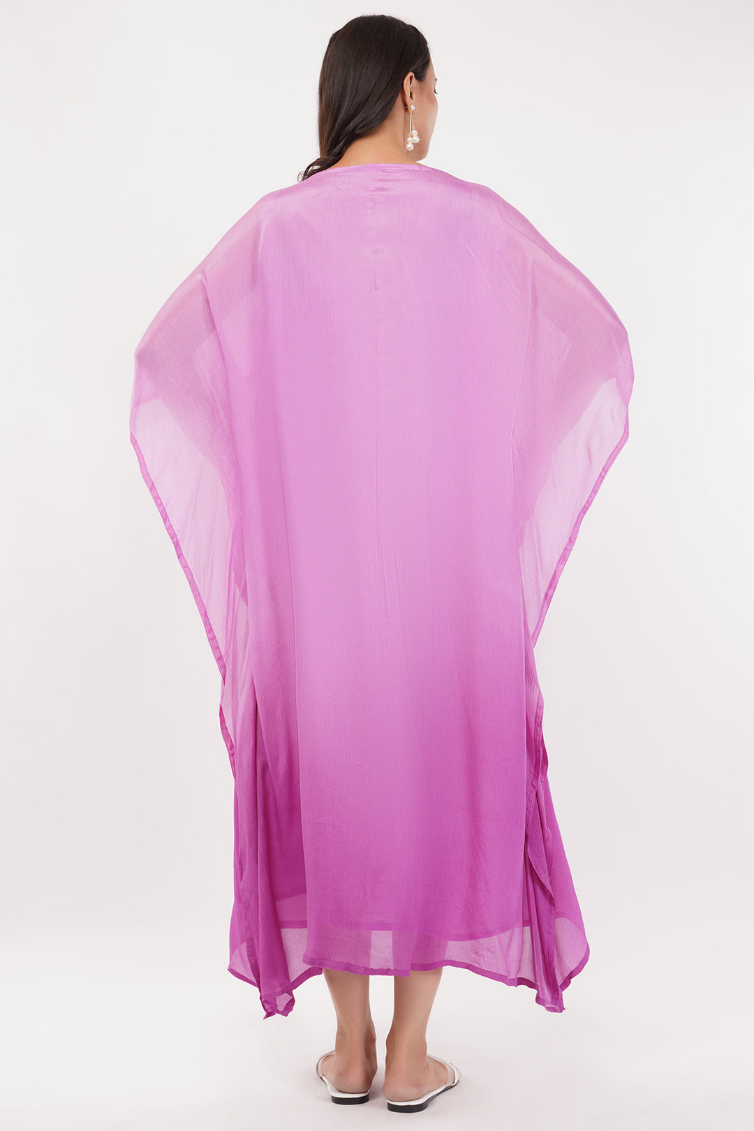Pure chinon designer kaftan style gown high low with seqince work