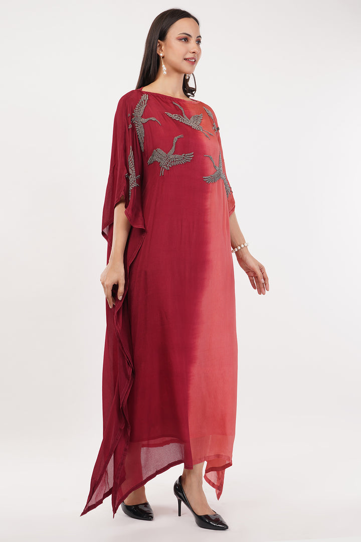Pure chinon designer kaftan style gown high low with seqince work