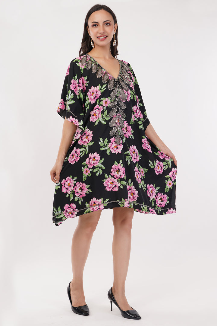 Pure chiffon Kaftan dress top with cut dana work