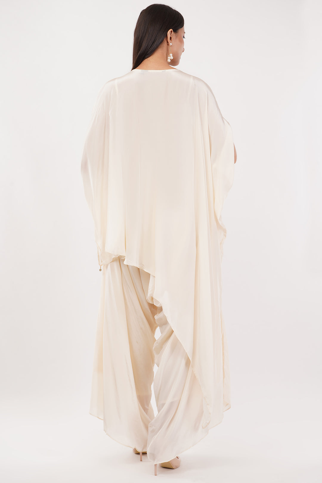 3 pcs Crepe silk tunic with handwork and a bustier with palazzo skirt