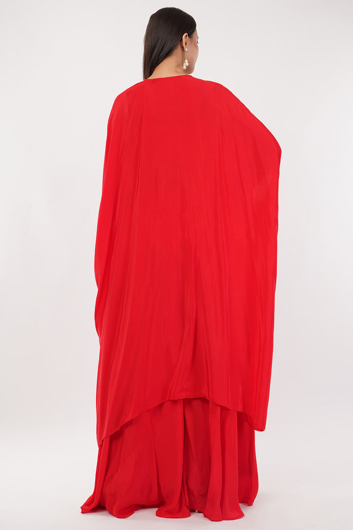 3 pcs  soft Crepe  kaftan tunic with palazzo skirt with gold hand work