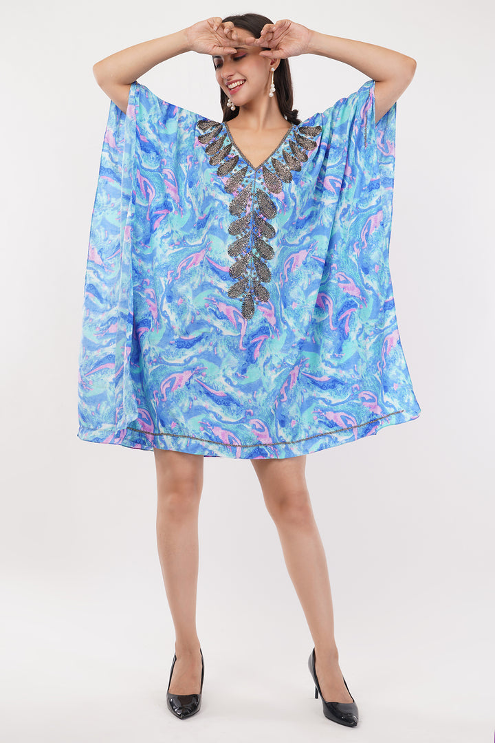 Pure chiffon Kaftan dress top with cut dana work