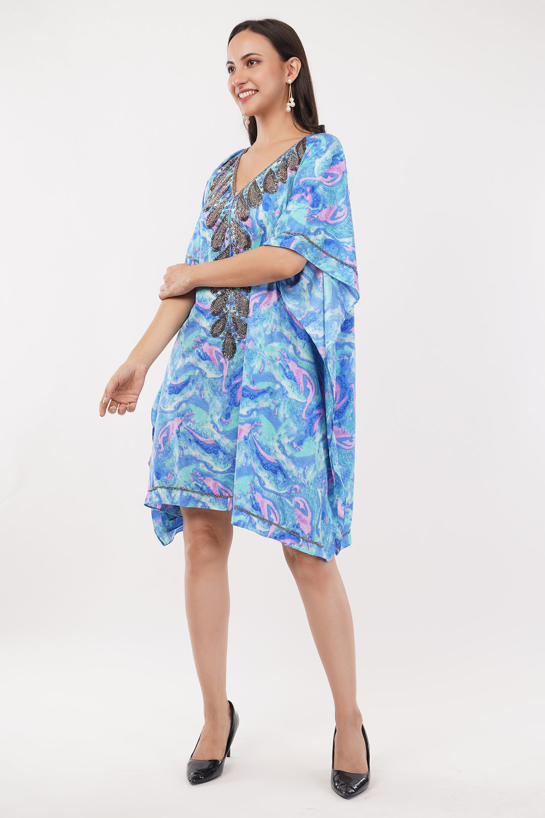 Pure chiffon Kaftan dress top with cut dana work