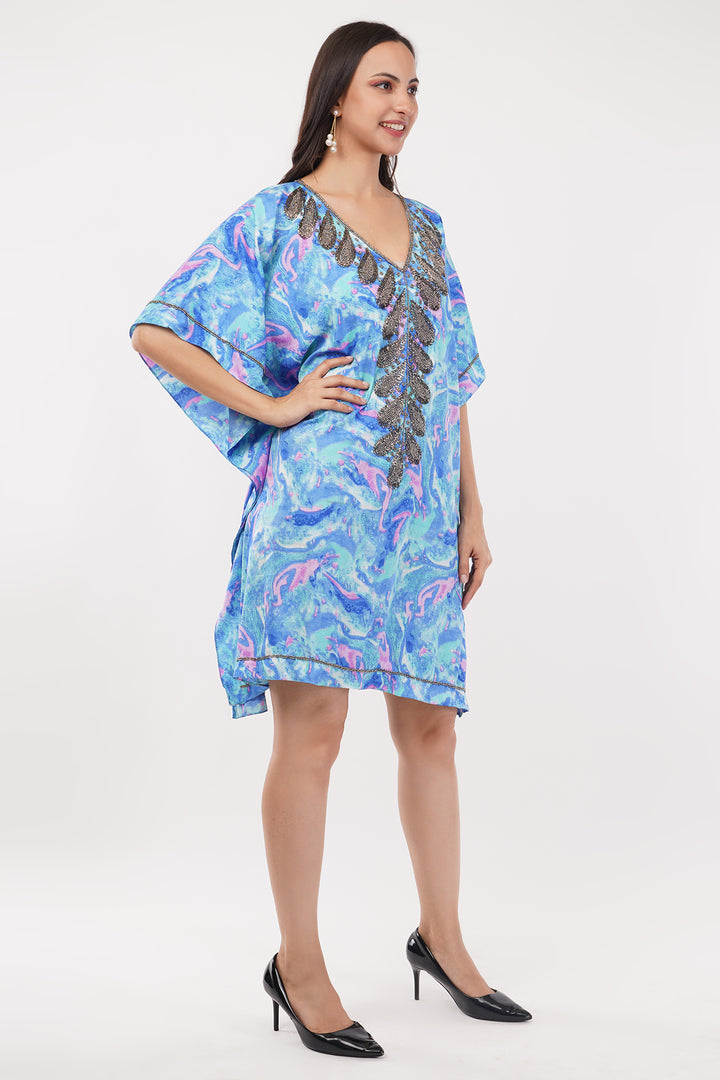Pure chiffon Kaftan dress top with cut dana work