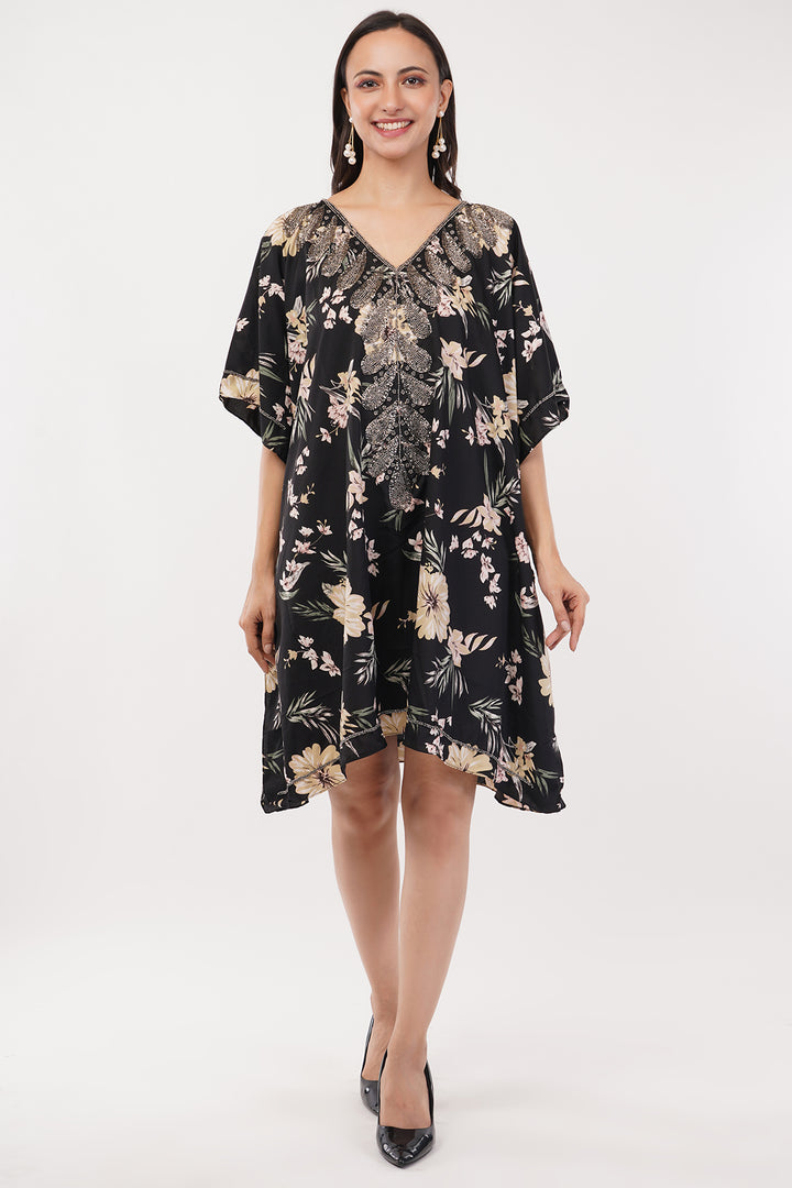 Pure chiffon Kaftan dress top with cut dana work