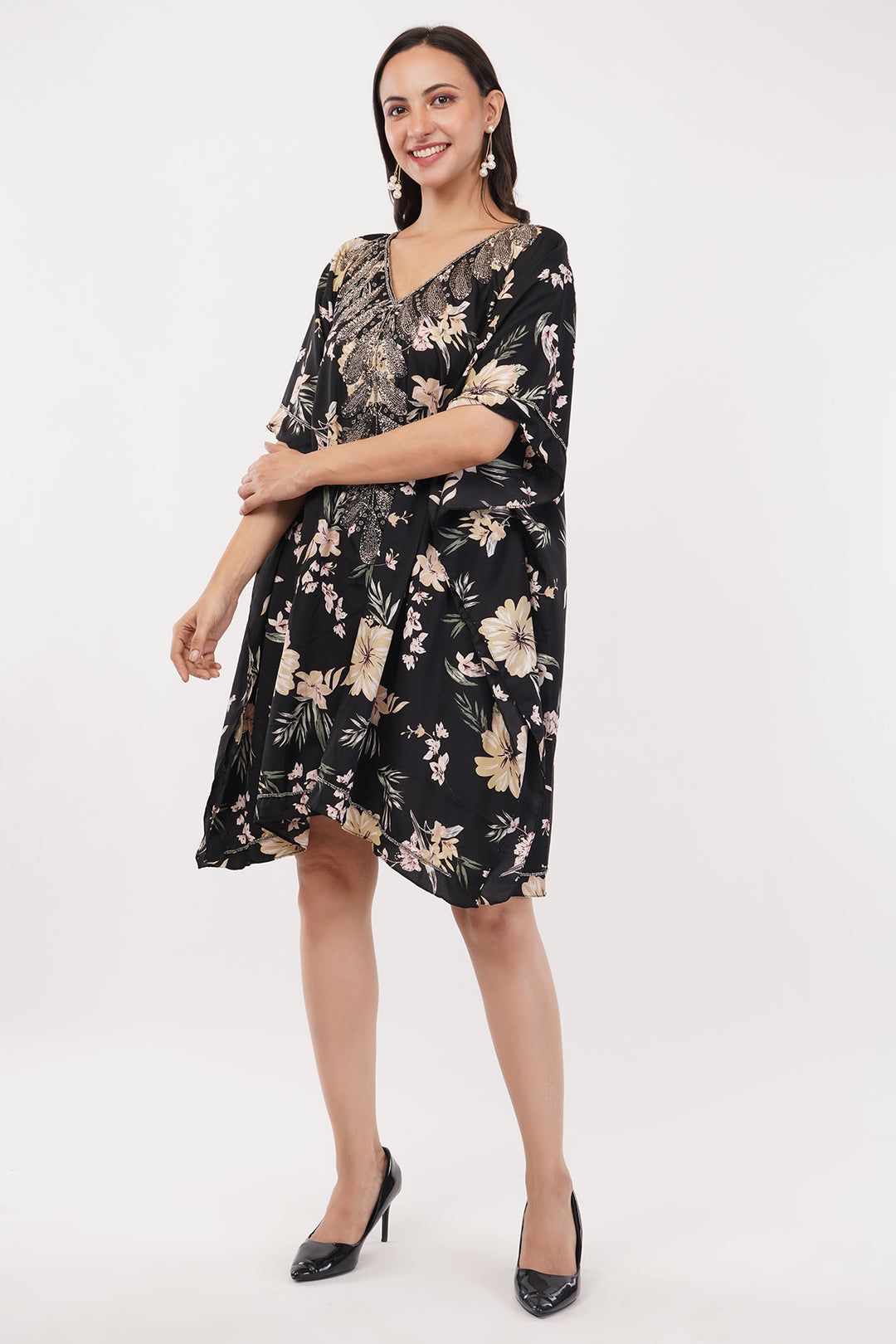 Pure chiffon Kaftan dress top with cut dana work
