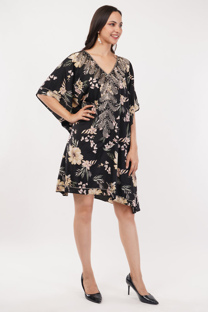 Pure chiffon Kaftan dress top with cut dana work