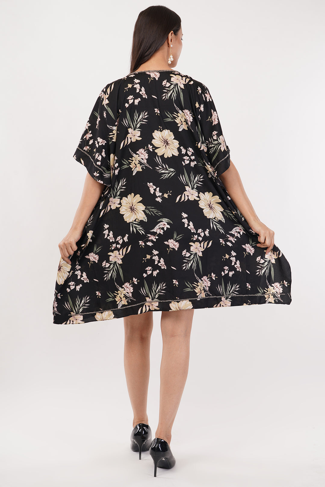 Pure chiffon Kaftan dress top with cut dana work