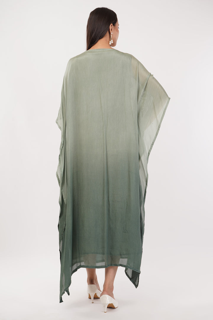Pure chinnon Kaftan gown with pearl work