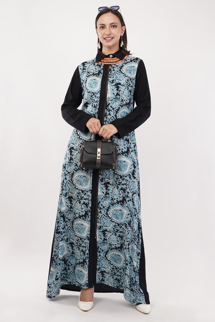 Cotton casual long dress with neckpiece