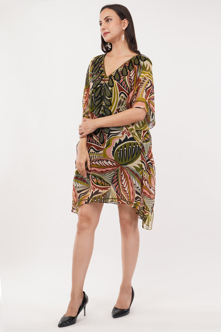Goergette Kaftan top dress sequence work