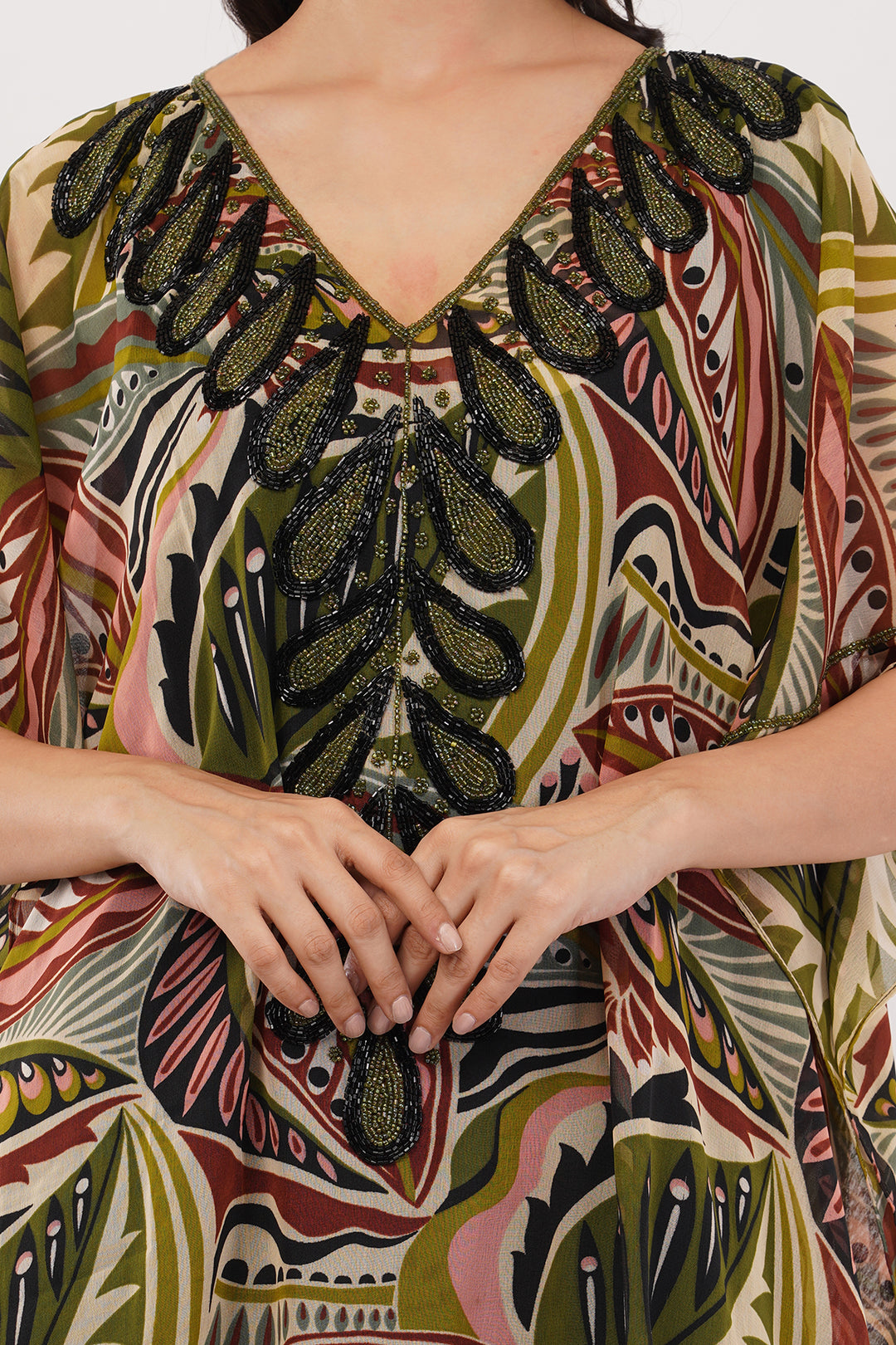Goergette Kaftan top dress sequence work
