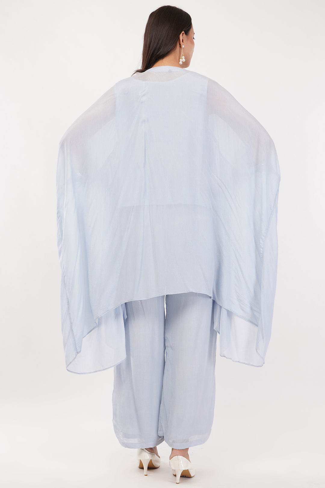 Sky Blue chiffon pallazo with sequence work