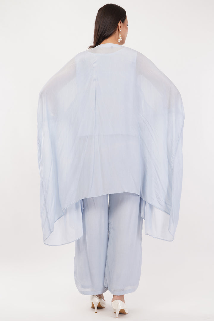Sky Blue chiffon pallazo with sequence work