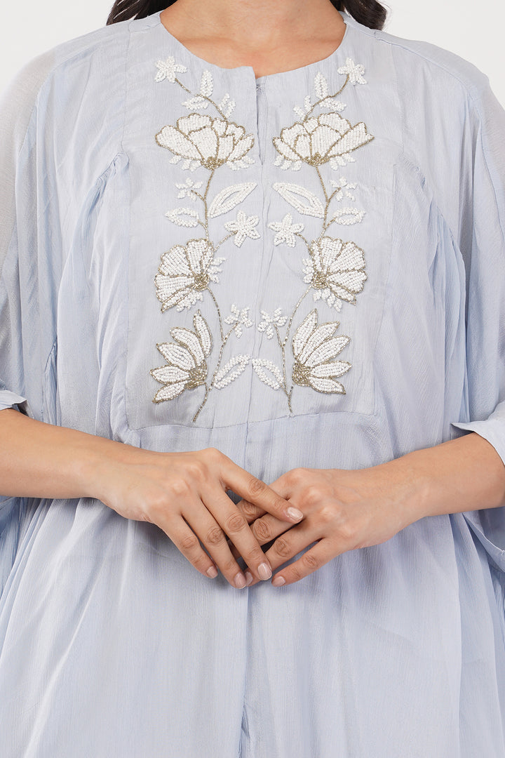 Sky Blue chiffon pallazo with sequence work