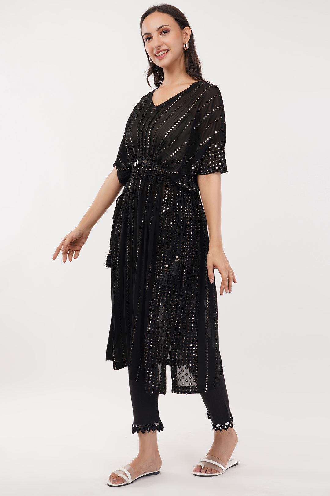 black mirror work gown only (Pants sold separate)