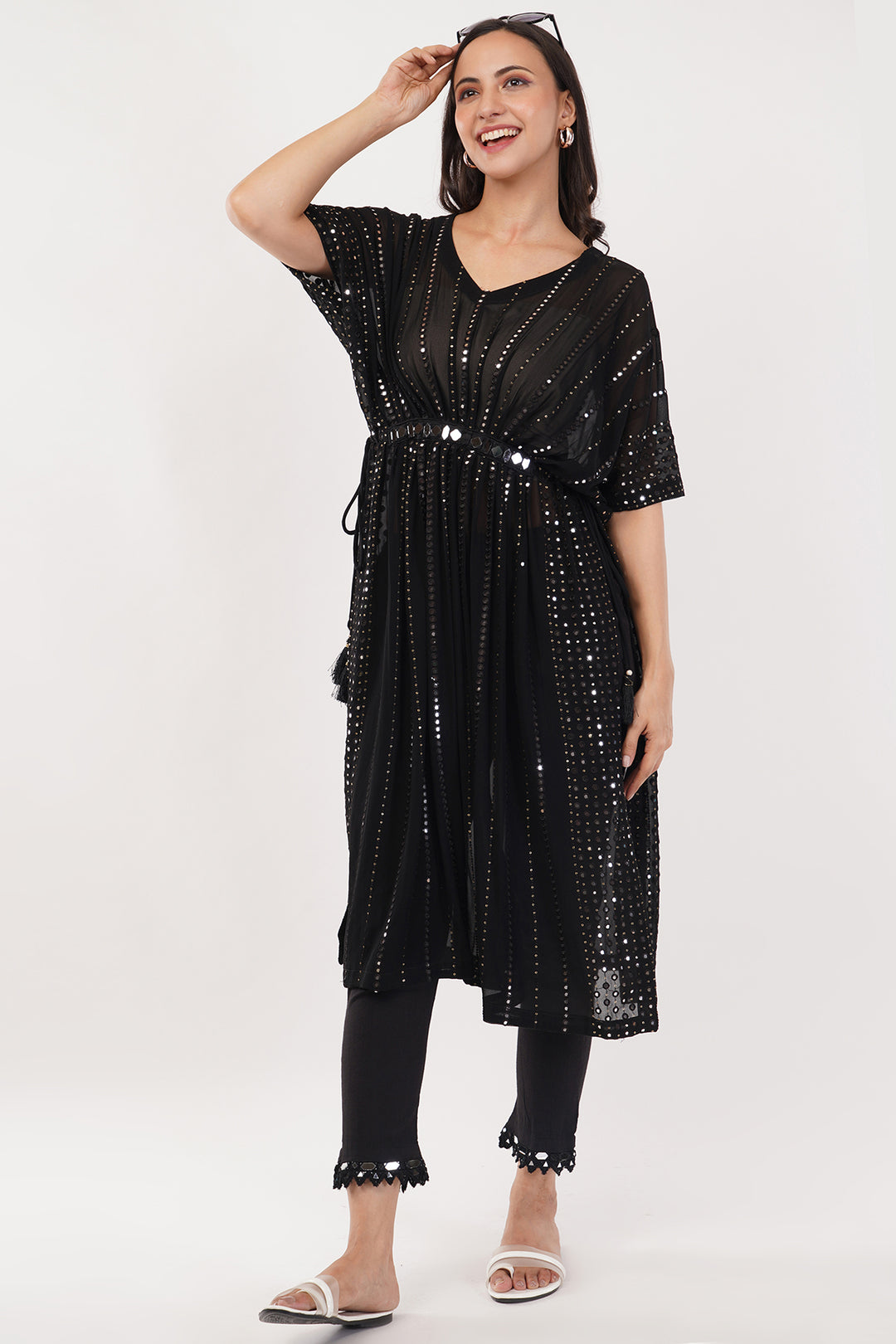 black mirror work gown only (Pants sold separate)