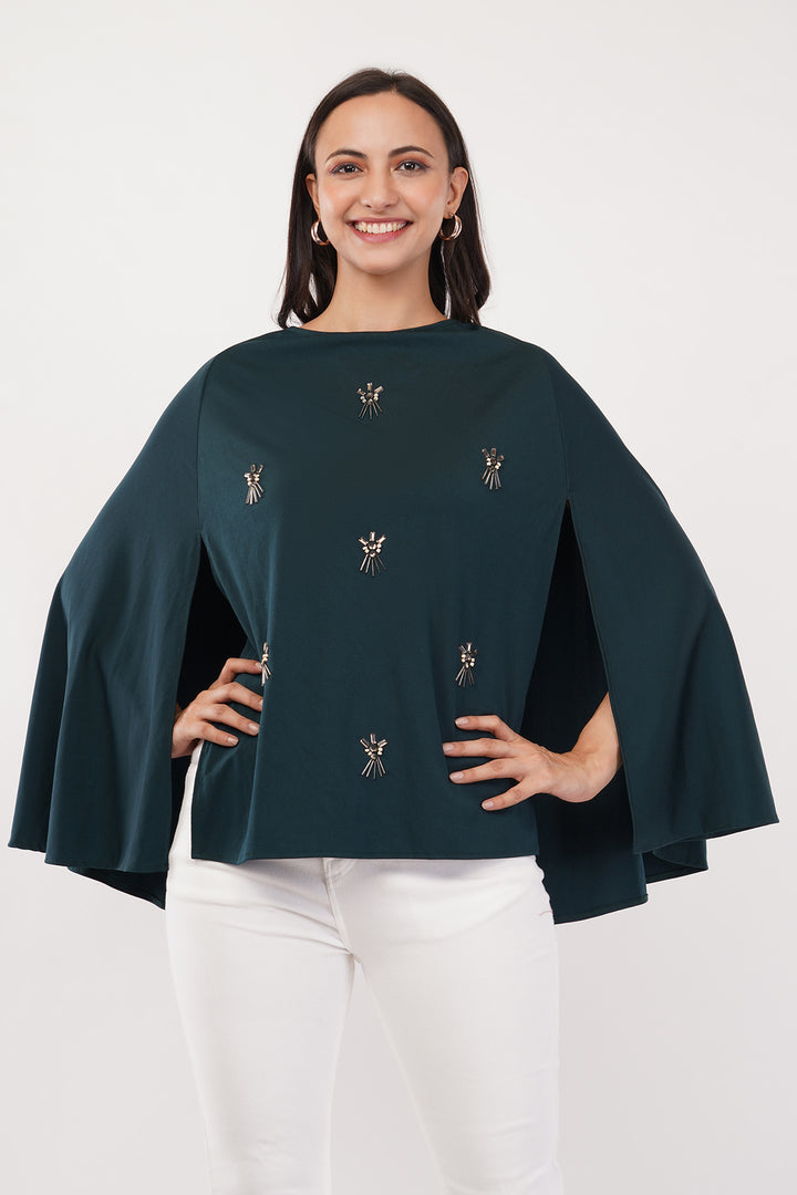 designer falir slit sleves top with crystal work