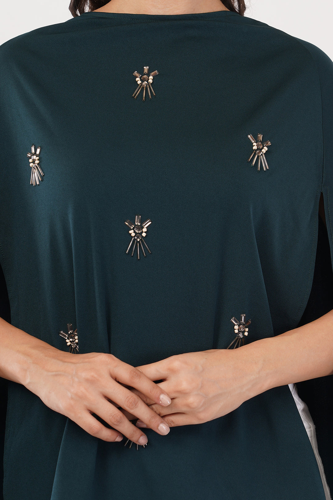 designer falir slit sleves top with crystal work