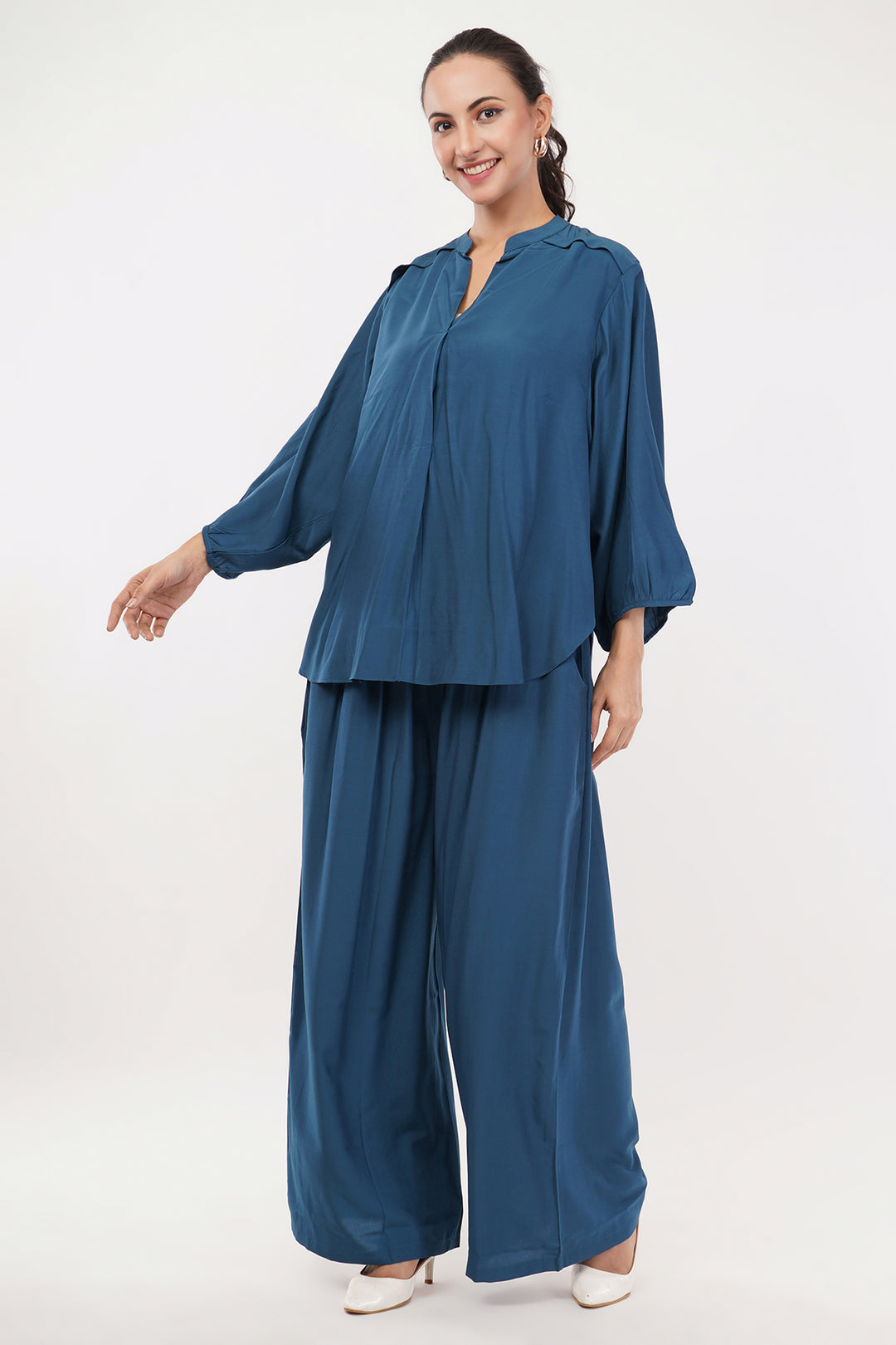 goergette short top and flair pants
