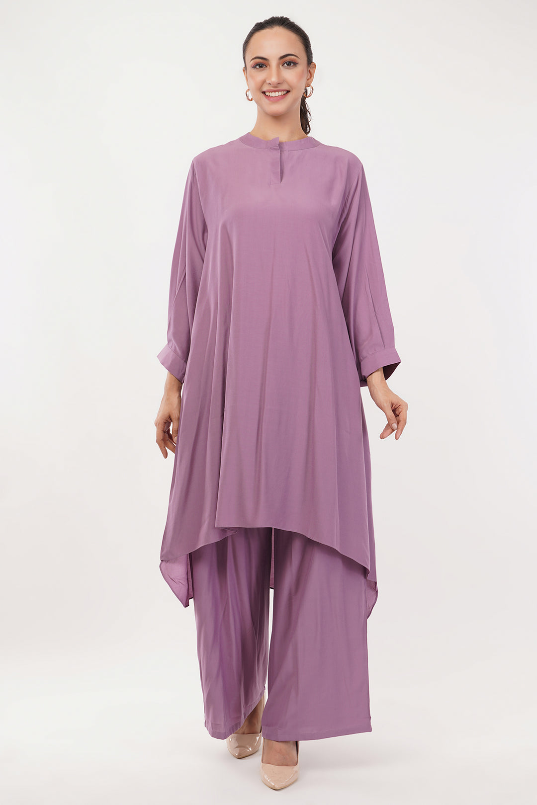 Smart high low long goergette kurta with pallazo for work