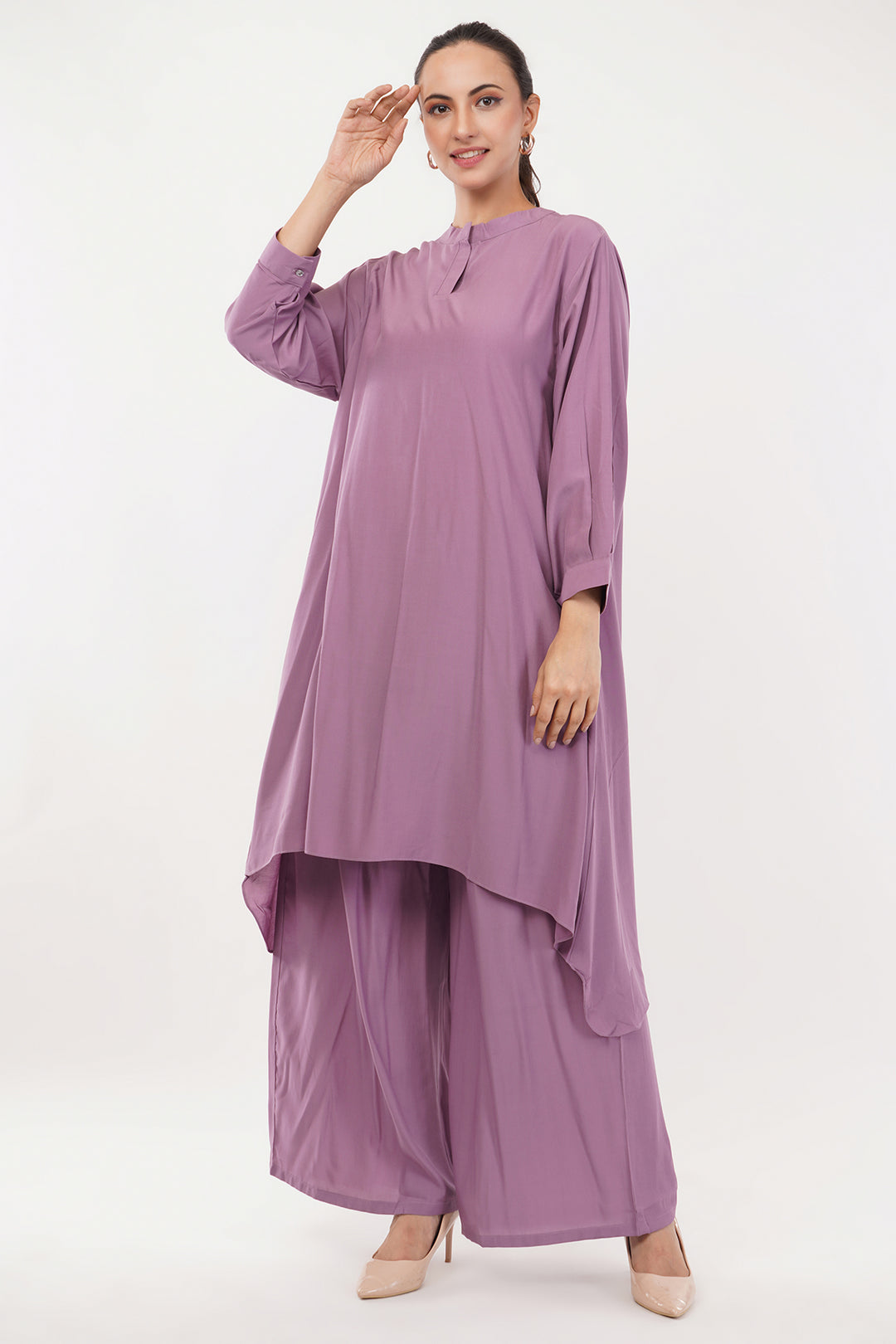 Smart high low long goergette kurta with pallazo for work