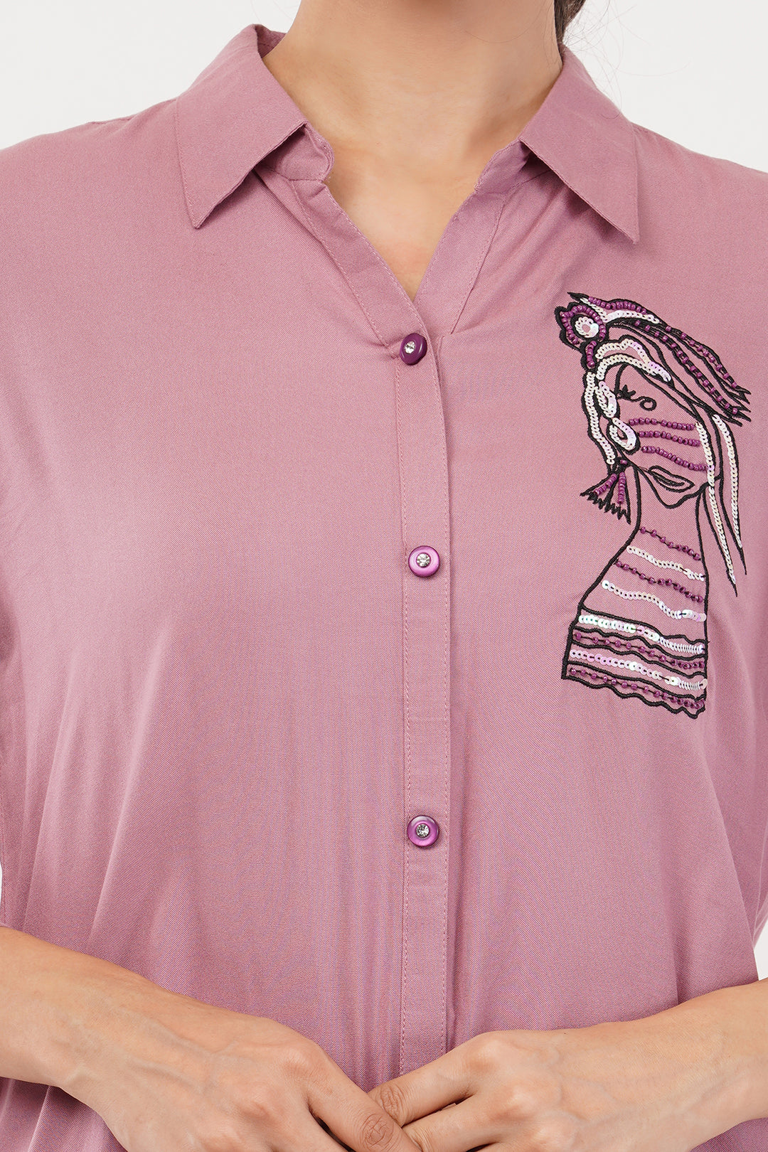 pink shirt with pants with light work