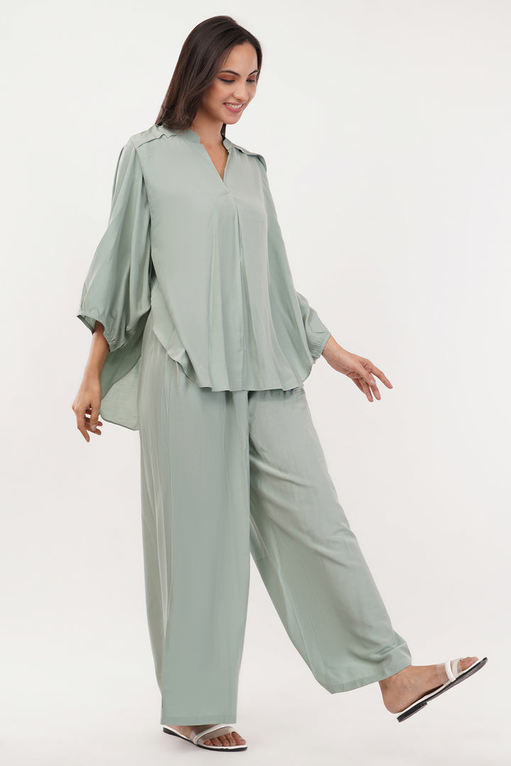 repeat Georgette short top pallazo pant set