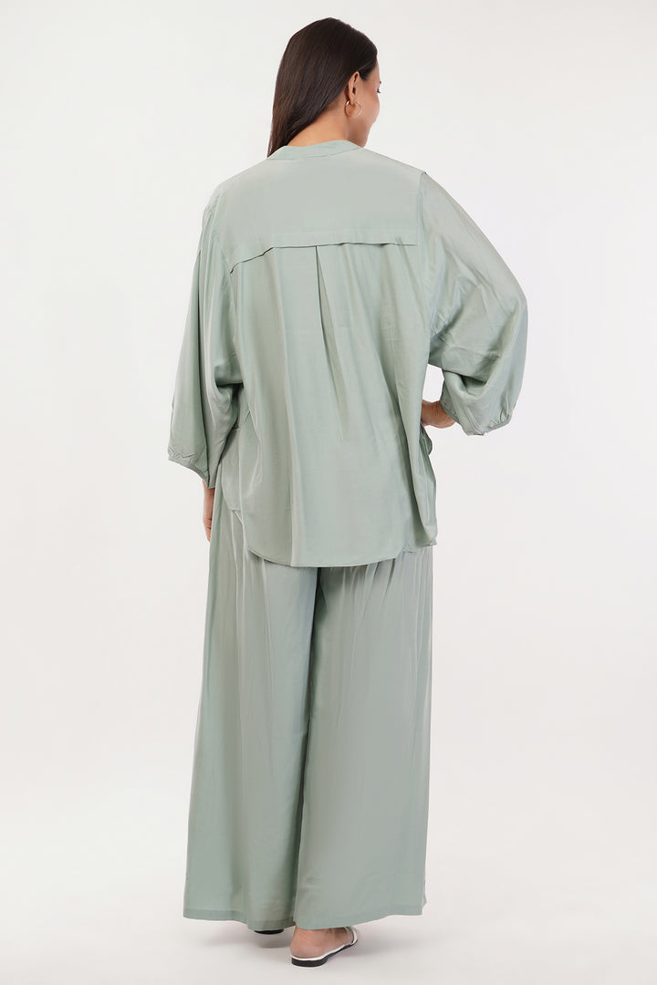 repeat Georgette short top pallazo pant set