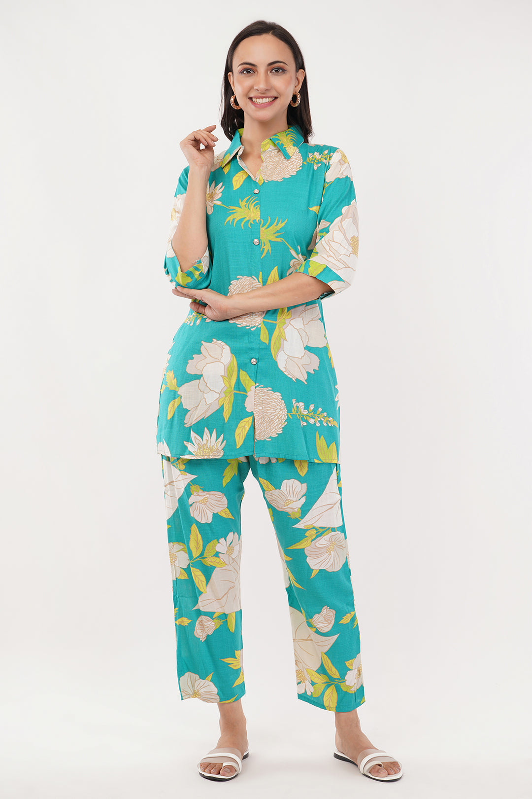 Hawain print cotton cord set comfortable cotton