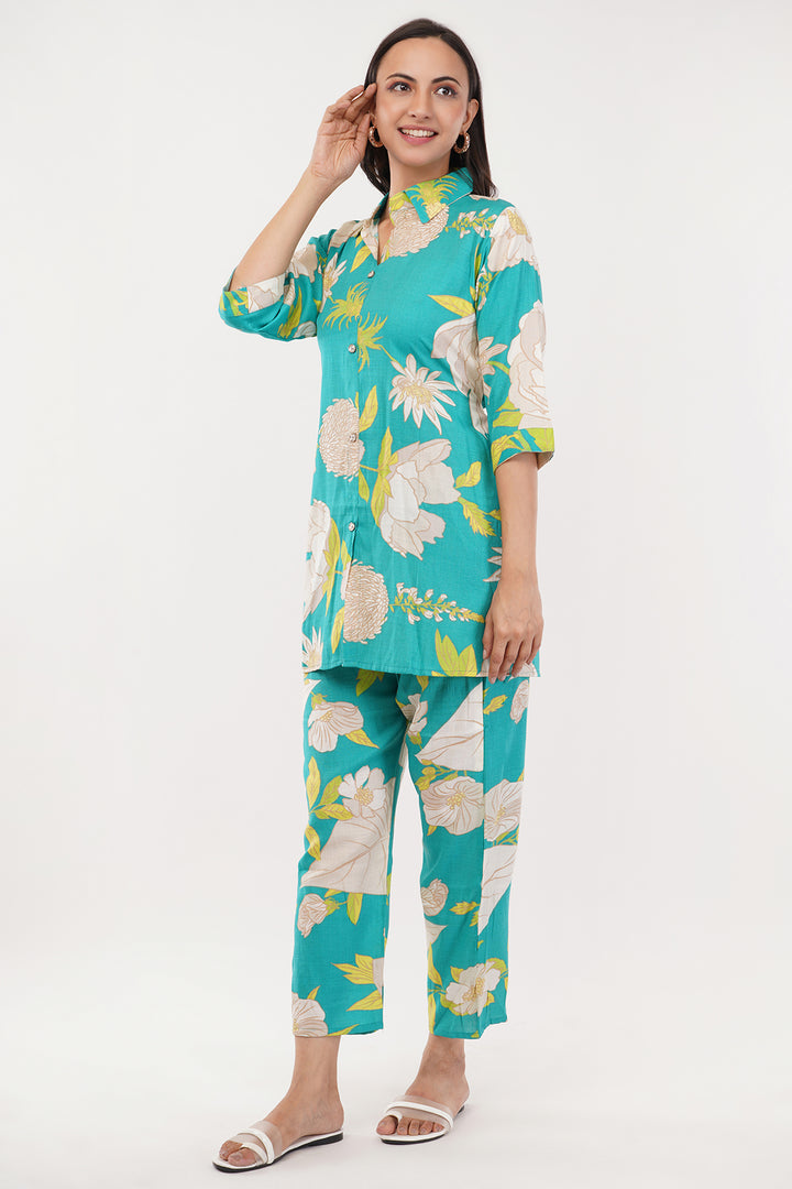 Hawain print cotton cord set comfortable cotton