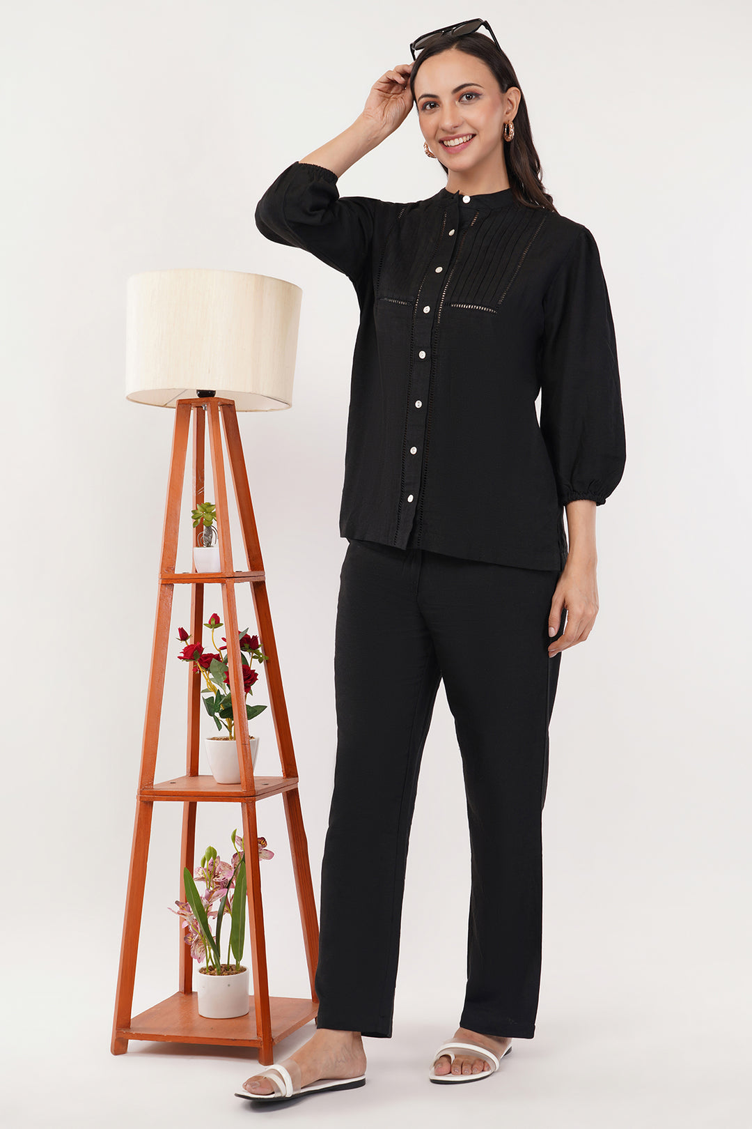 Elegant pure high end linen cord set with slim pants