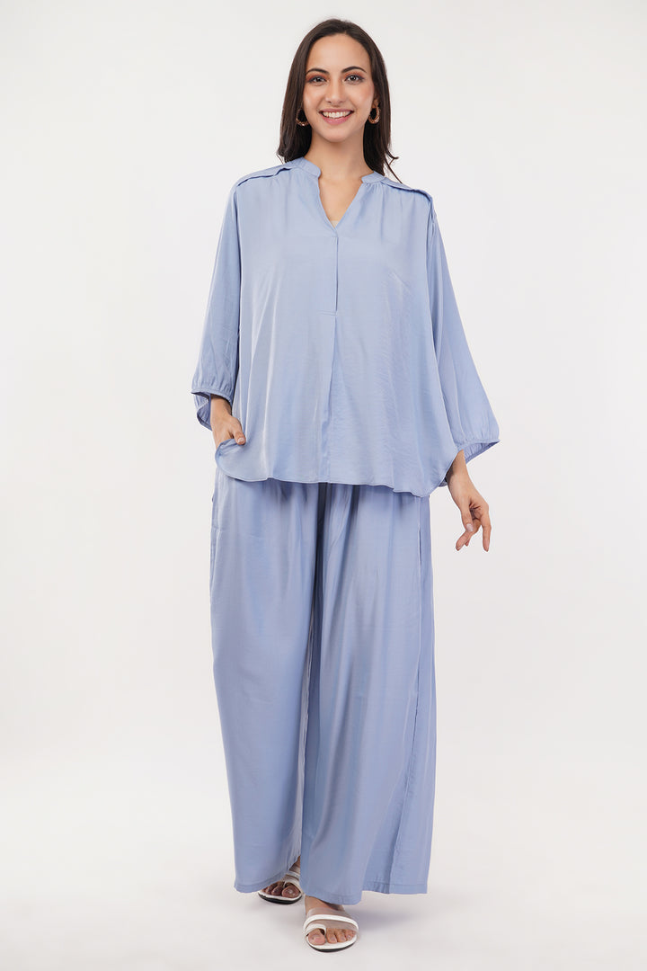 Stylish Georgette short top with pants elegant and comfortable