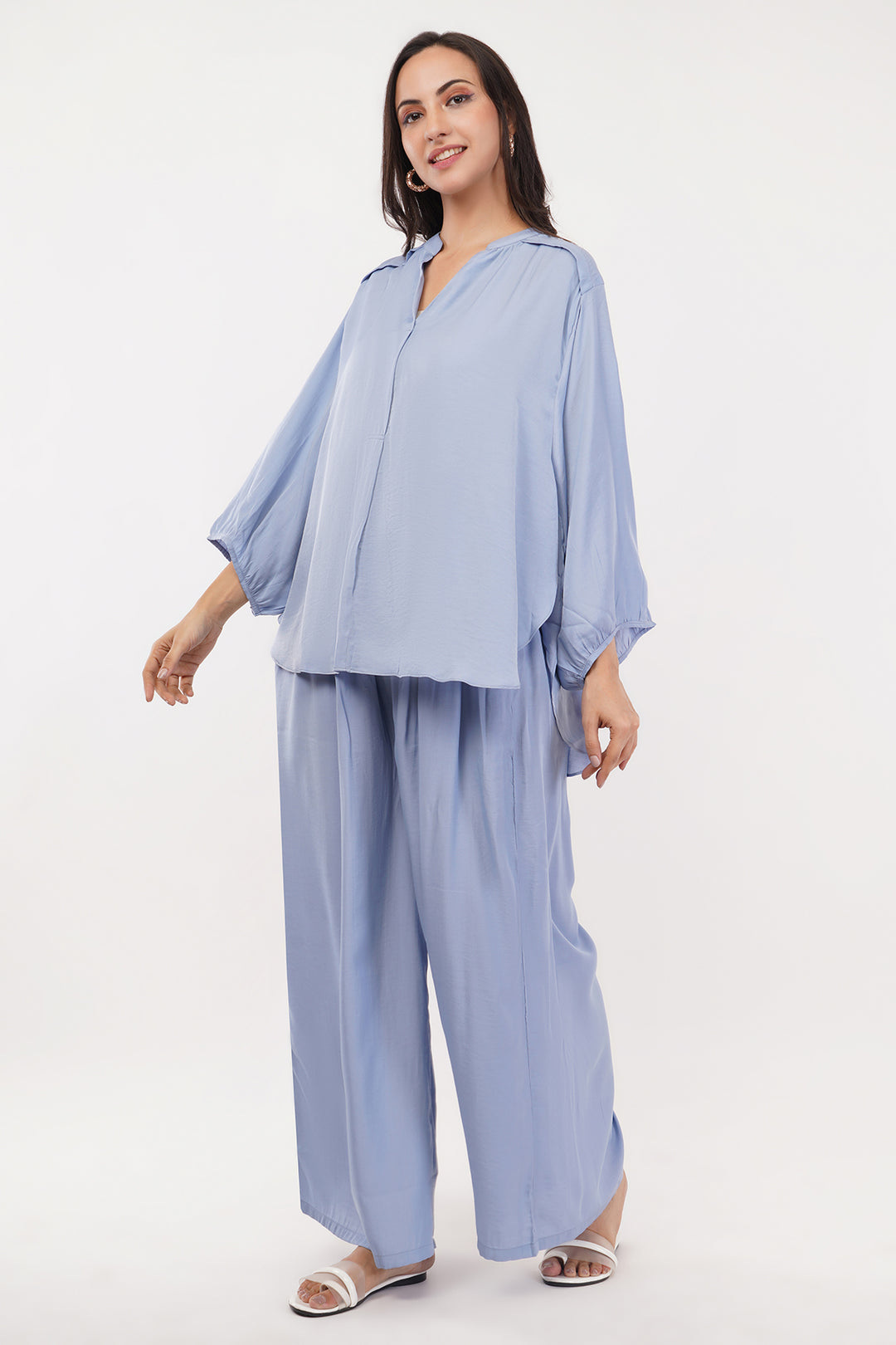 Stylish Georgette short top with pants elegant and comfortable