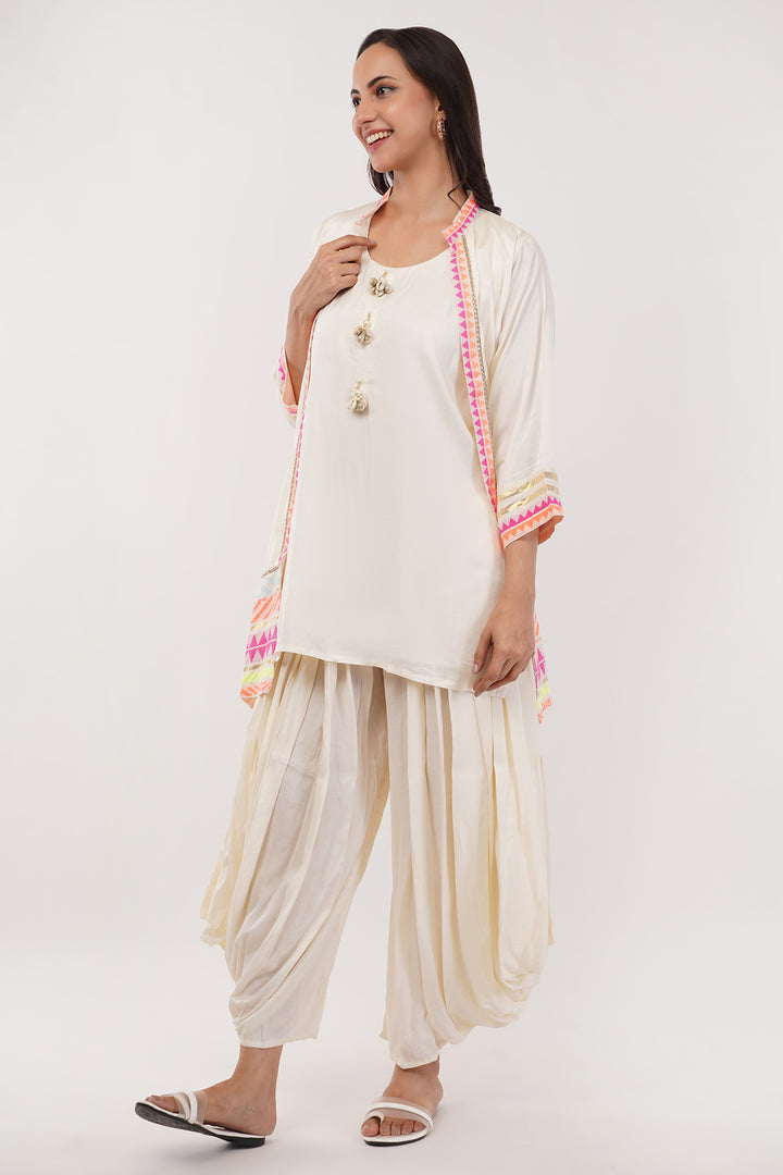 3 pcs short jacket cowl pants set