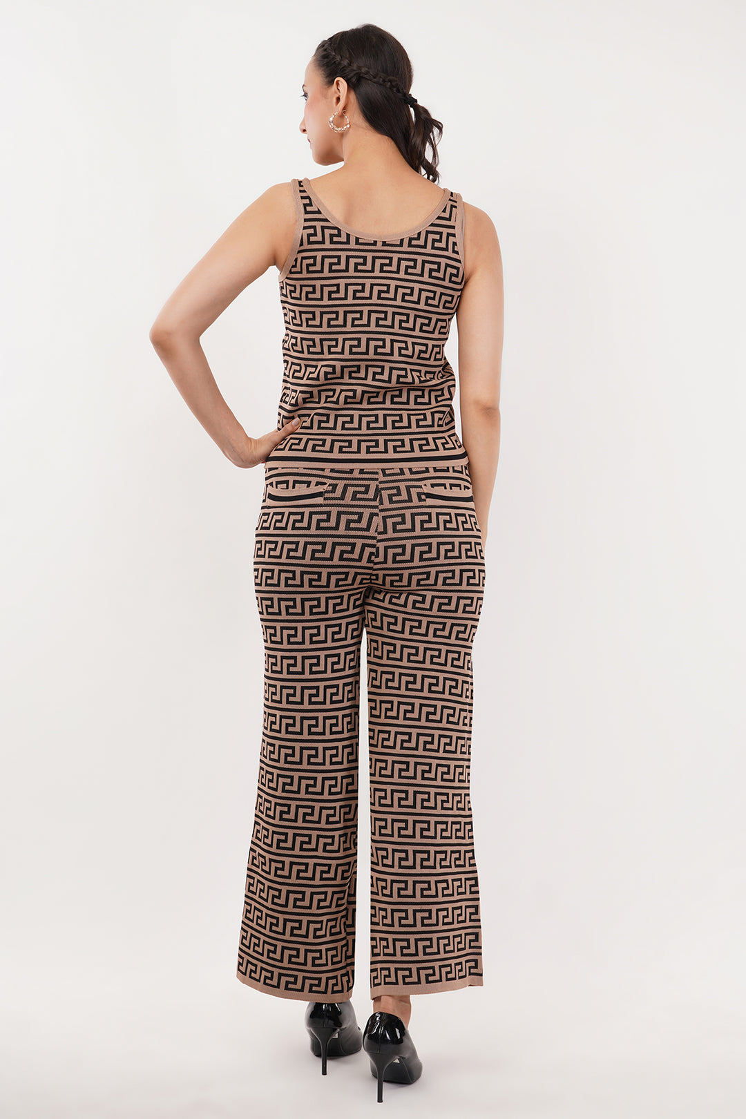 Chevron print 3 pc wollen pant set