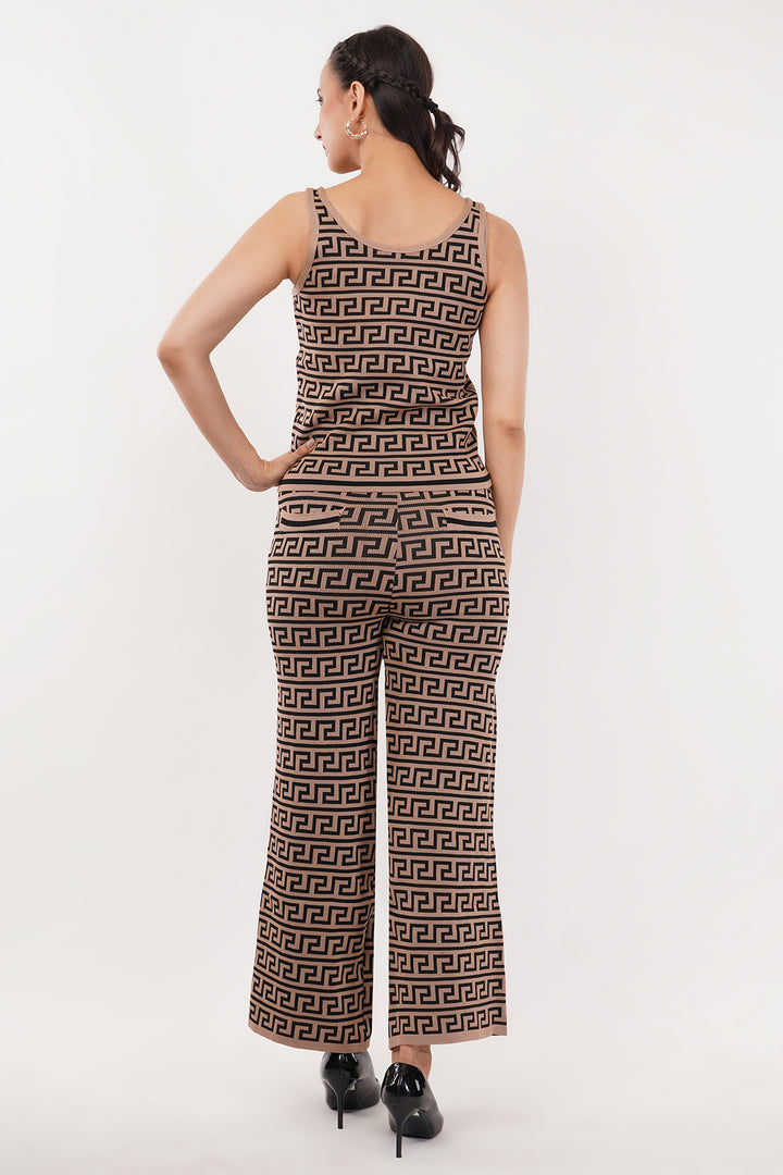 Chevron print 3 pc wollen pant set