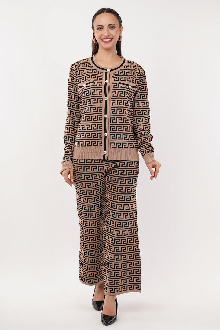 Chevron print 3 pc wollen pant set
