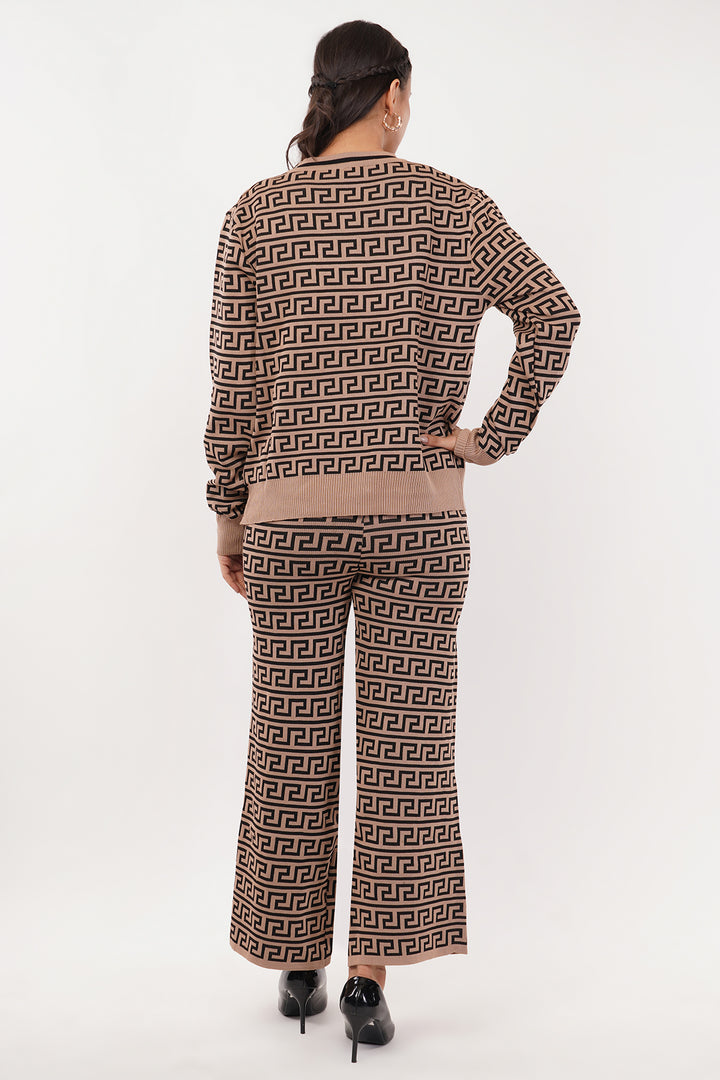 Chevron print 3 pc wollen pant set