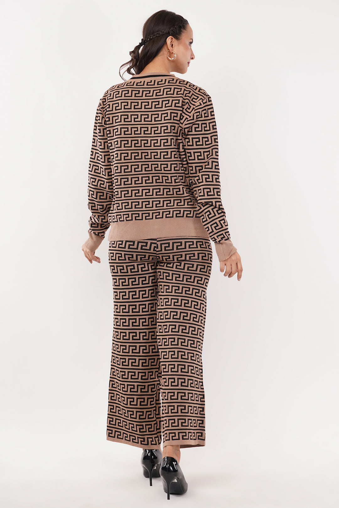 Chevron print 3 pc wollen pant set