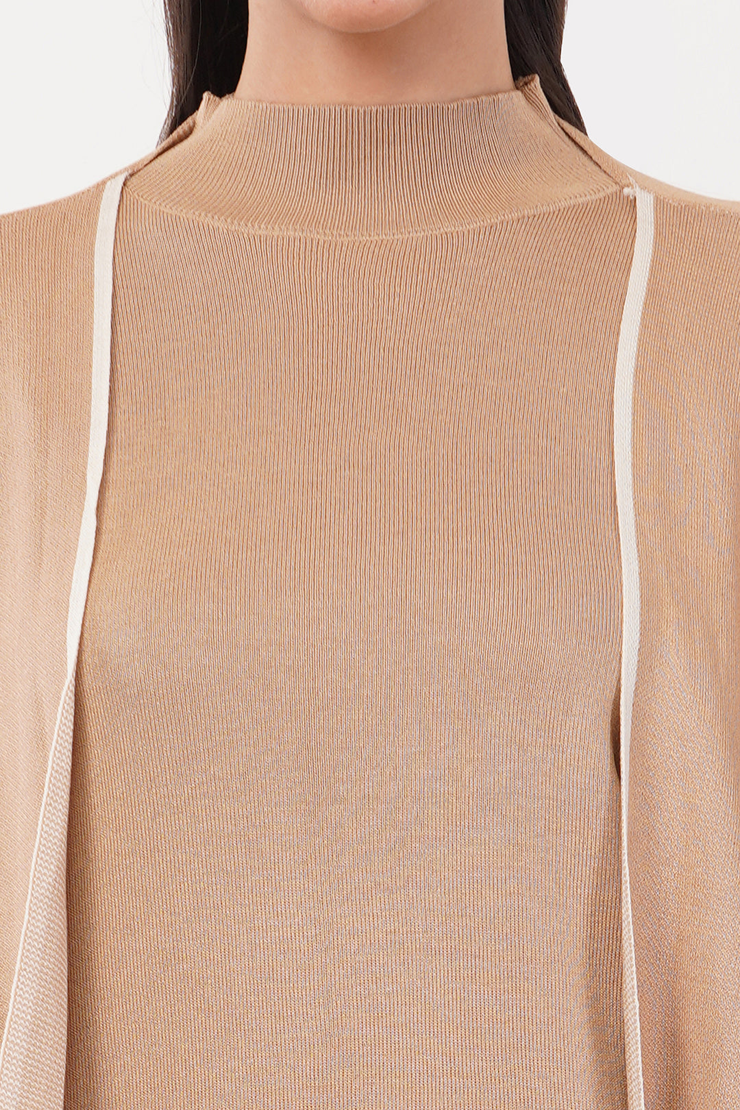 Caramel Wollen Short Dress with Shawl