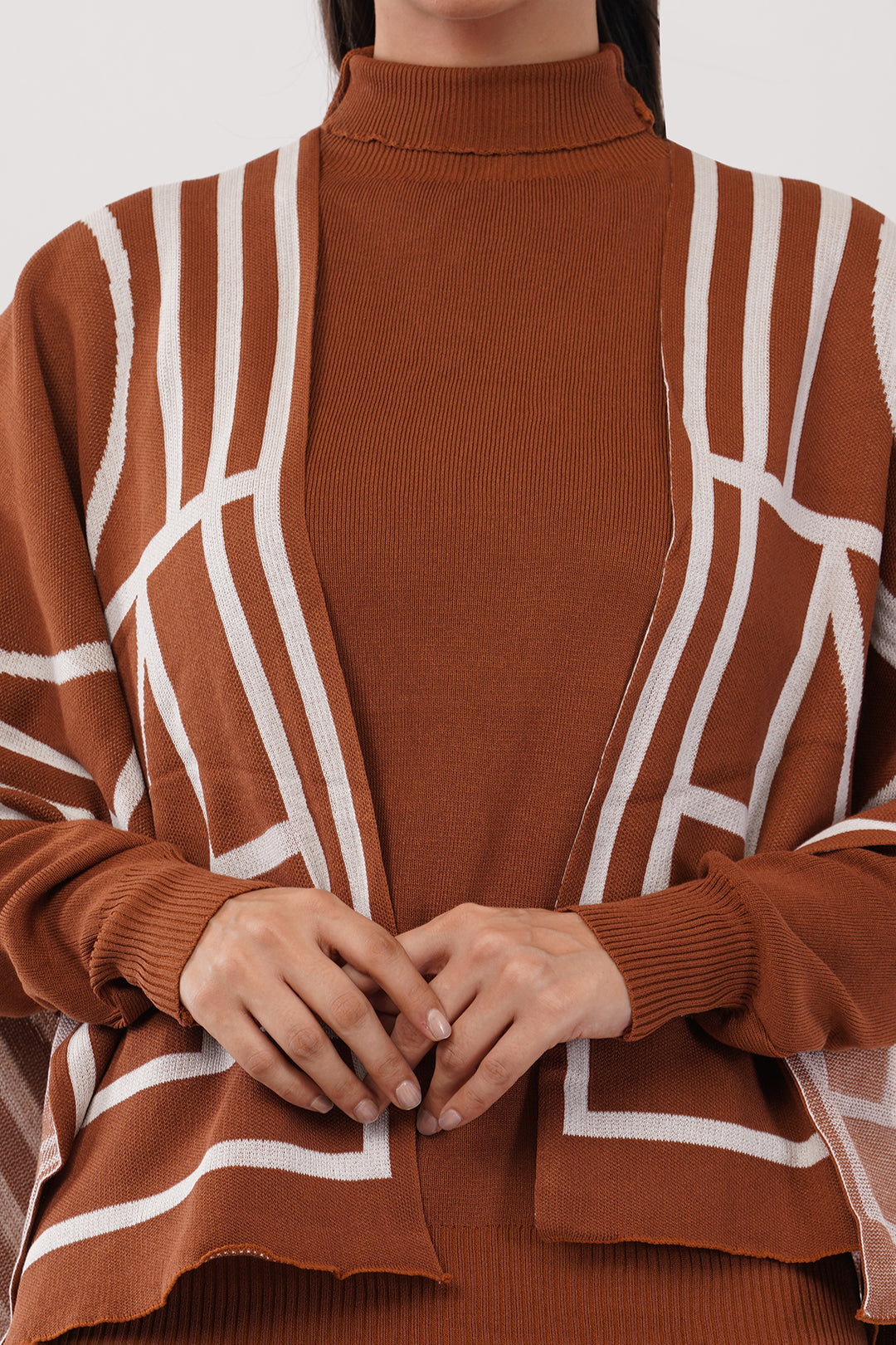 3 Pc Rust Wollen Pant Set with Shawl