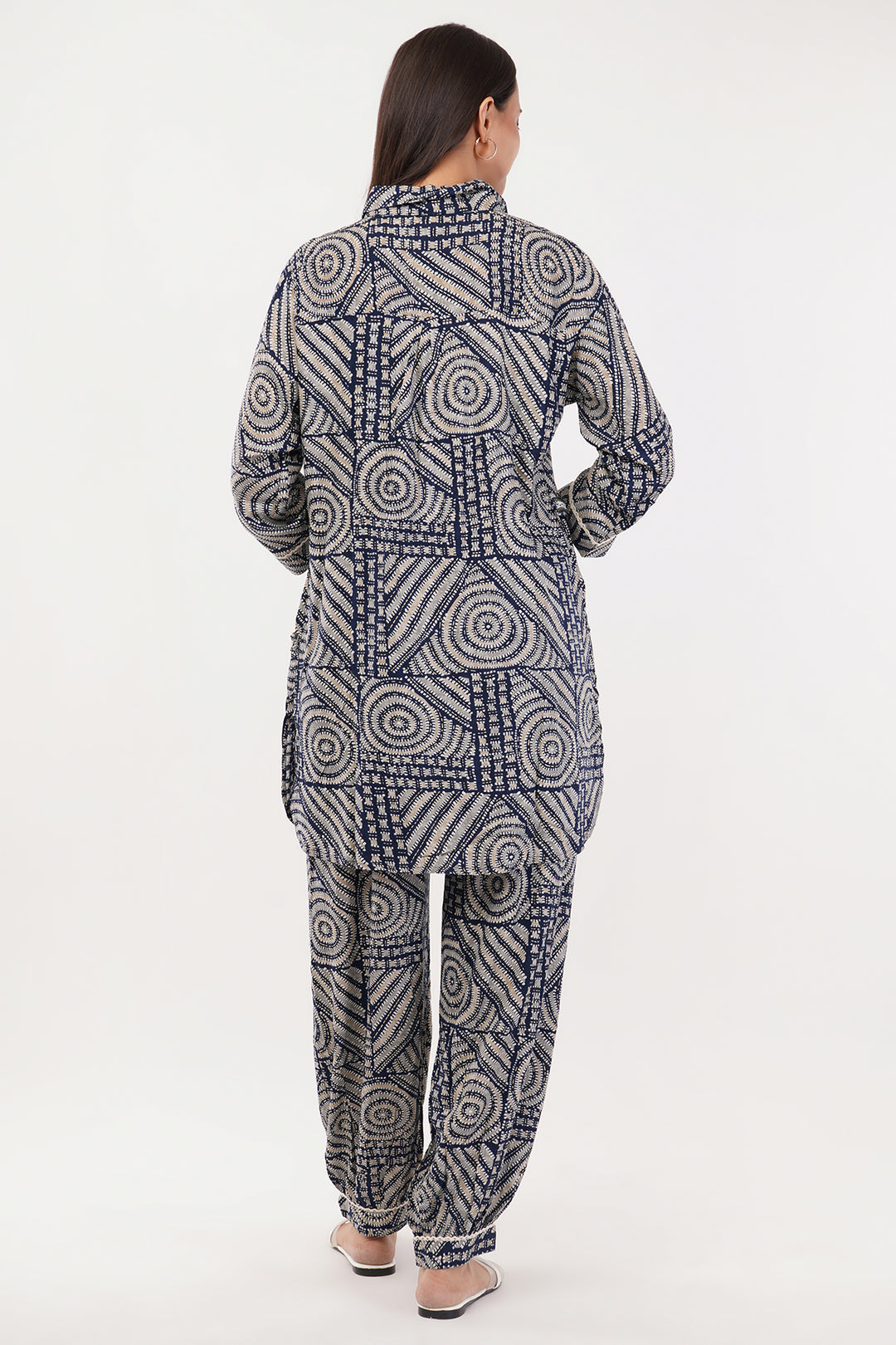 smart rayon pathani style cord set with geometric print
