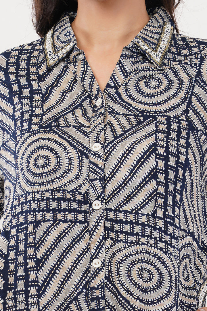 smart rayon pathani style cord set with geometric print
