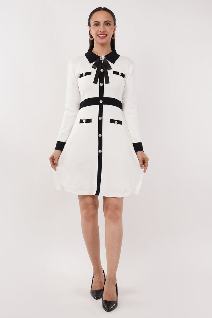 Wollen White short Dress